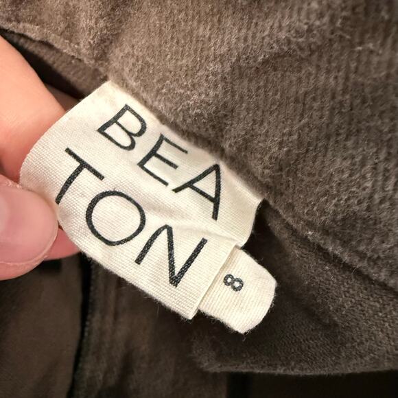 BEATON Women's Linen Utility Pants Olive Green 8 Cotton Tapered Trouser - Picture 6 of 9